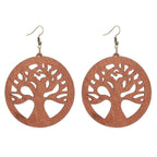 Boucles d'Oreilles en Bois Pendantes Arbre de Vie
