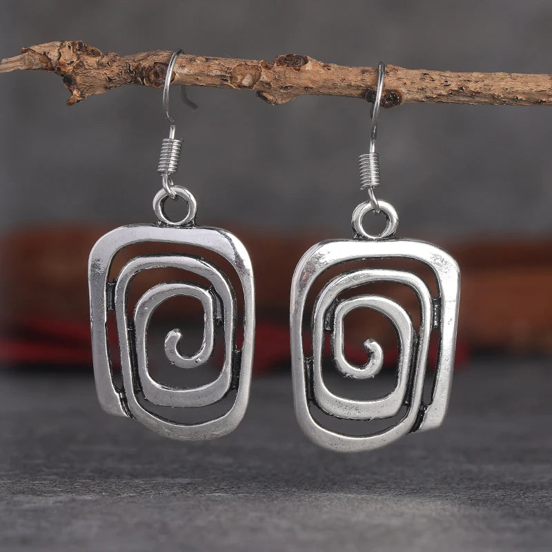 Boucles d'Oreilles Ethniques Pendantes Géométriques