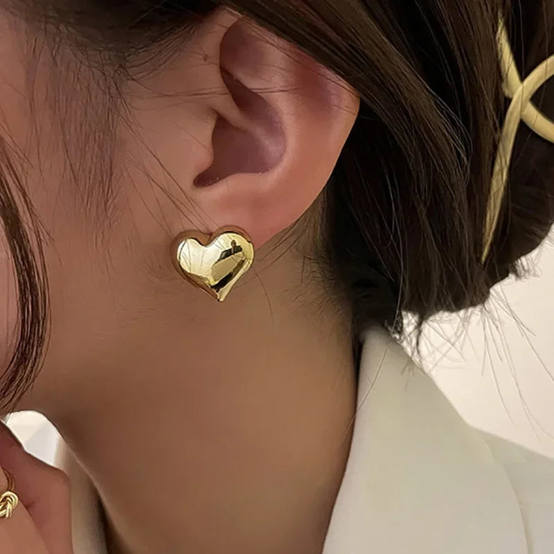 Damenohrringe Herz Ohrstecker Gold