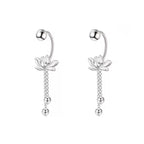 Boucles d'Oreilles Femme Pendantes Fleur de Lotus Argentées