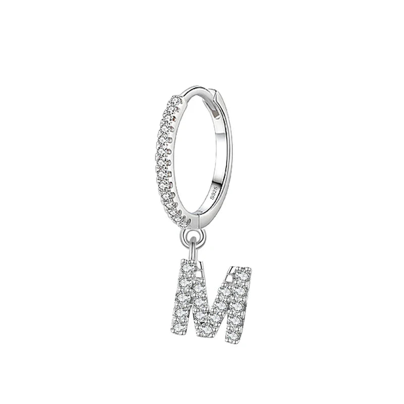 Boucles d'oreilles créoles avec initiale m