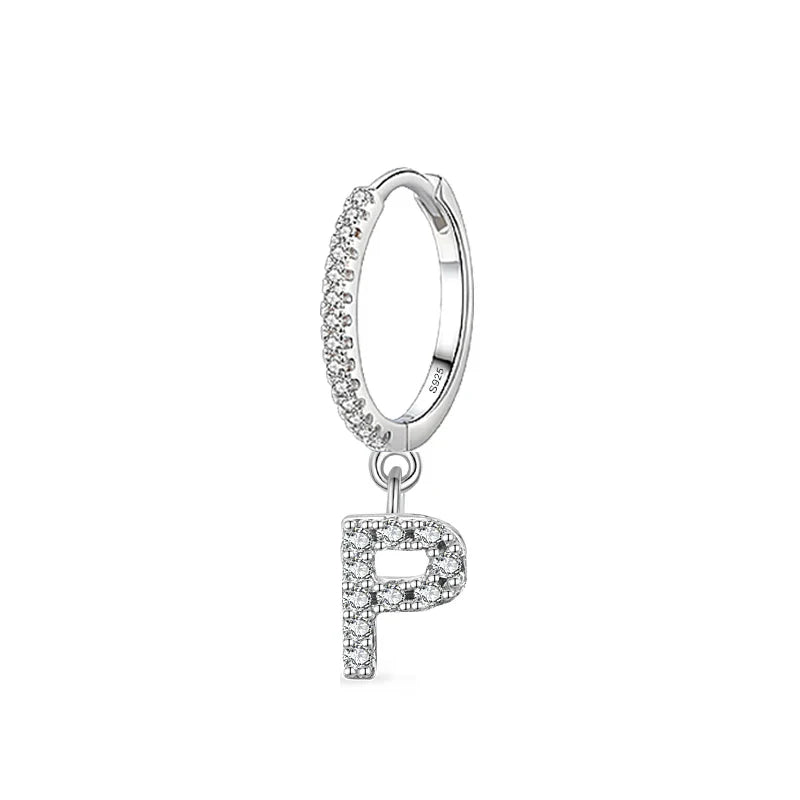 Boucles d'oreilles créoles avec initiale p