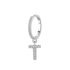 Boucles d'oreilles créoles avec initiale t