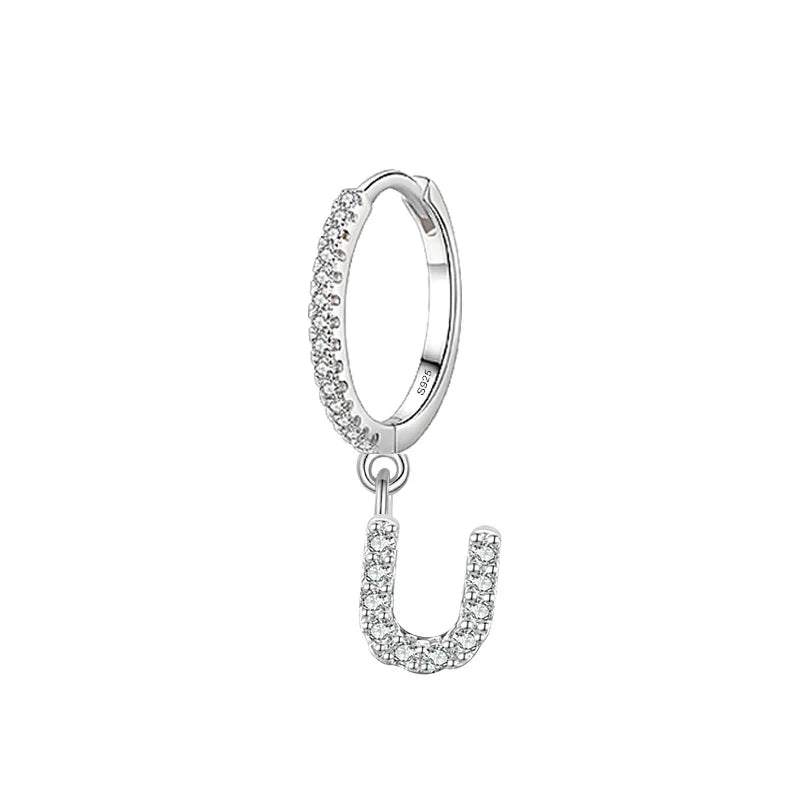 Boucles d'oreilles créoles avec initiale u