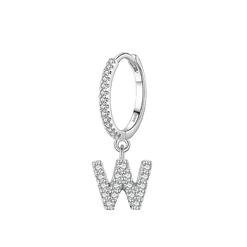 Boucles d'oreilles créoles avec initiale w