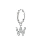 Boucles d'oreilles créoles avec initiale w