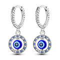 Round Blue Evil Eye Earrings with Pearls