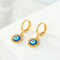 Blaue Strass-Runde Ohrringe mit Bösem Blick in Gold