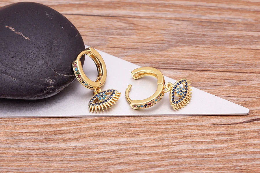 Naušnice Zlo Oko Plavi Cirkon Boho Stil