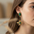 Boucles d'oreilles pendantes abeille vert