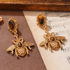 Boucles d'oreilles pendantes abeille oeil de tigre
