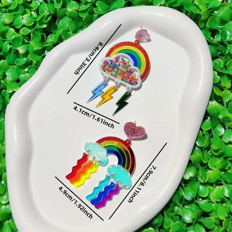 Boucles d'oreilles pendantes arc-en-ciel