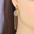 Boucles d'Oreilles Pendantes avec Arbre de Vie or