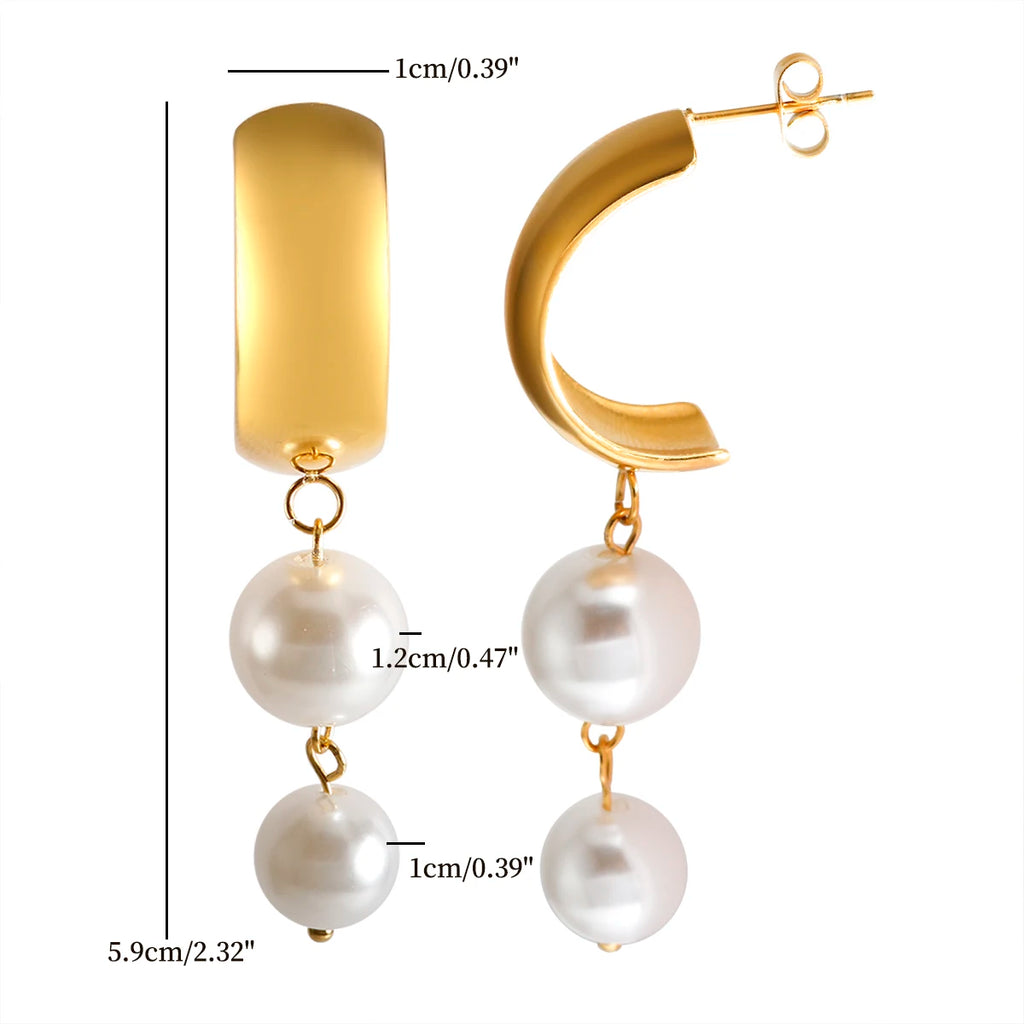Boucles d'Oreilles Pendantes avec Perles