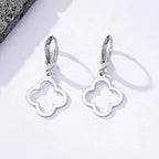 Boucles d'Oreilles Pendantes avec Trèfle à 4 Feuilles argent