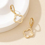 Boucles d'Oreilles Pendantes avec Trèfle à 4 Feuilles or