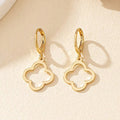 Boucles d'Oreilles Pendantes avec Trèfle à 4 Feuilles or