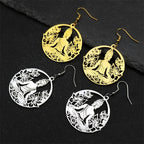Boucles d'Oreilles Pendantes Bouddha et Fleur de Lotus or