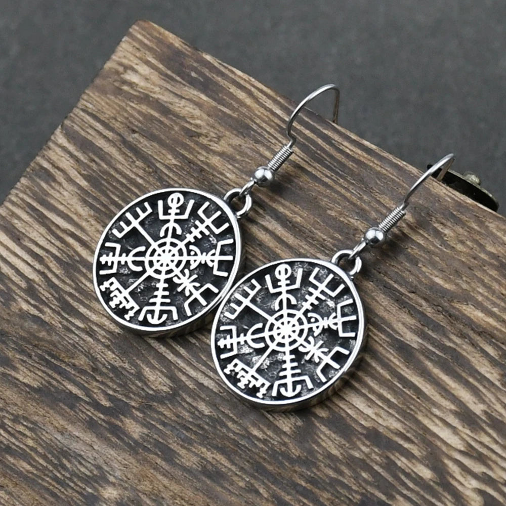 Vegvisir Wikinger Kompass Hängende Ohrringe 