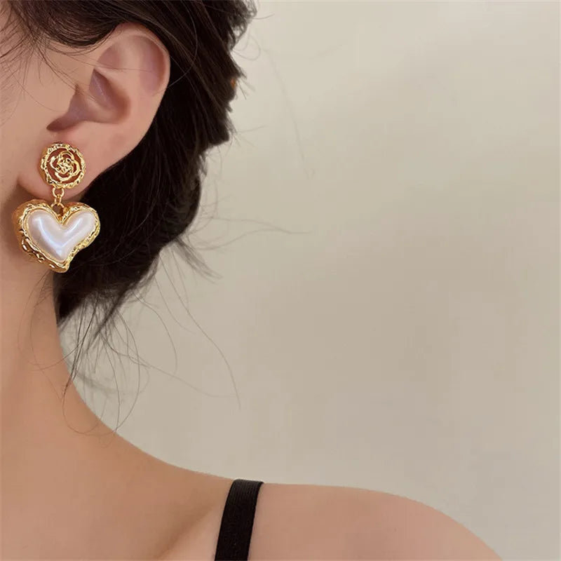 Orecchini Pendenti Cuore Donna oro