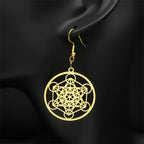 Hängende Ohrringe Metatron Würfel Gold