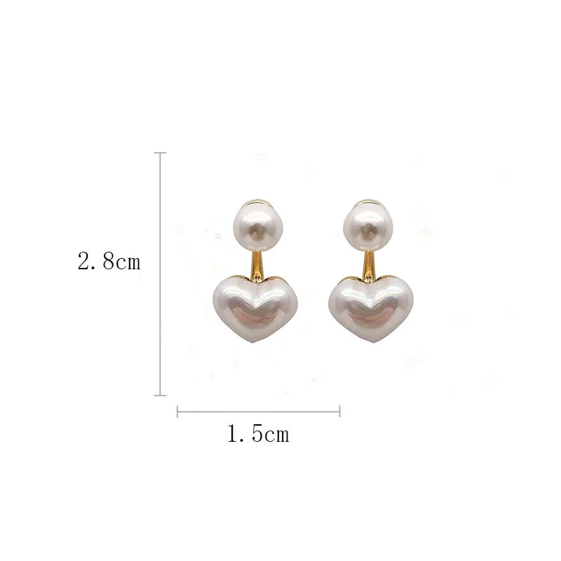 Boucles d'oreilles pendantes duo perle et coeur