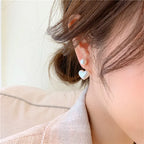 Boucles d'oreilles pendantes duo perle et coeur