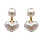 Boucles d'oreilles pendantes duo perle et coeur