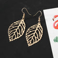 Boucles d'Oreilles Pendantes Feuilles de Laurier or