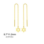 Långa hängande örhängen med <span data-glossary-id="">Davidsstjärnan</span> judiskt symbol i guld