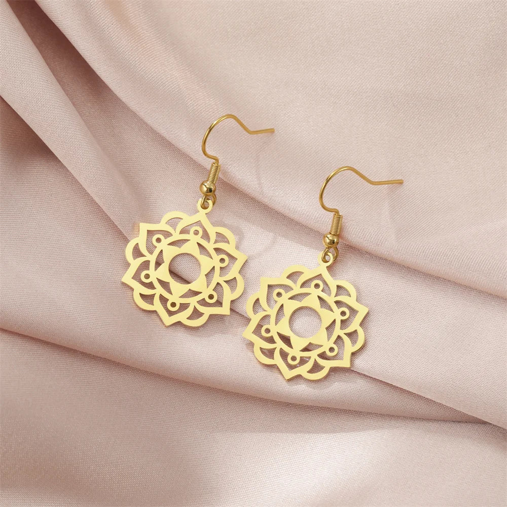 Hängende Mandala-Ohrringe Damen Gold