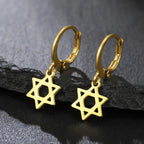 Dangling earrings for women with the symbolic Jewish Star of David in gold