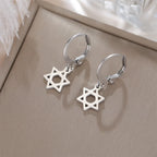 Dangling earrings for women with the symbolic Jewish Star of David in silver