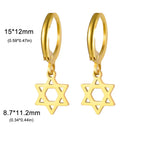Dangling earrings for women with the symbolic Jewish Star of David in gold