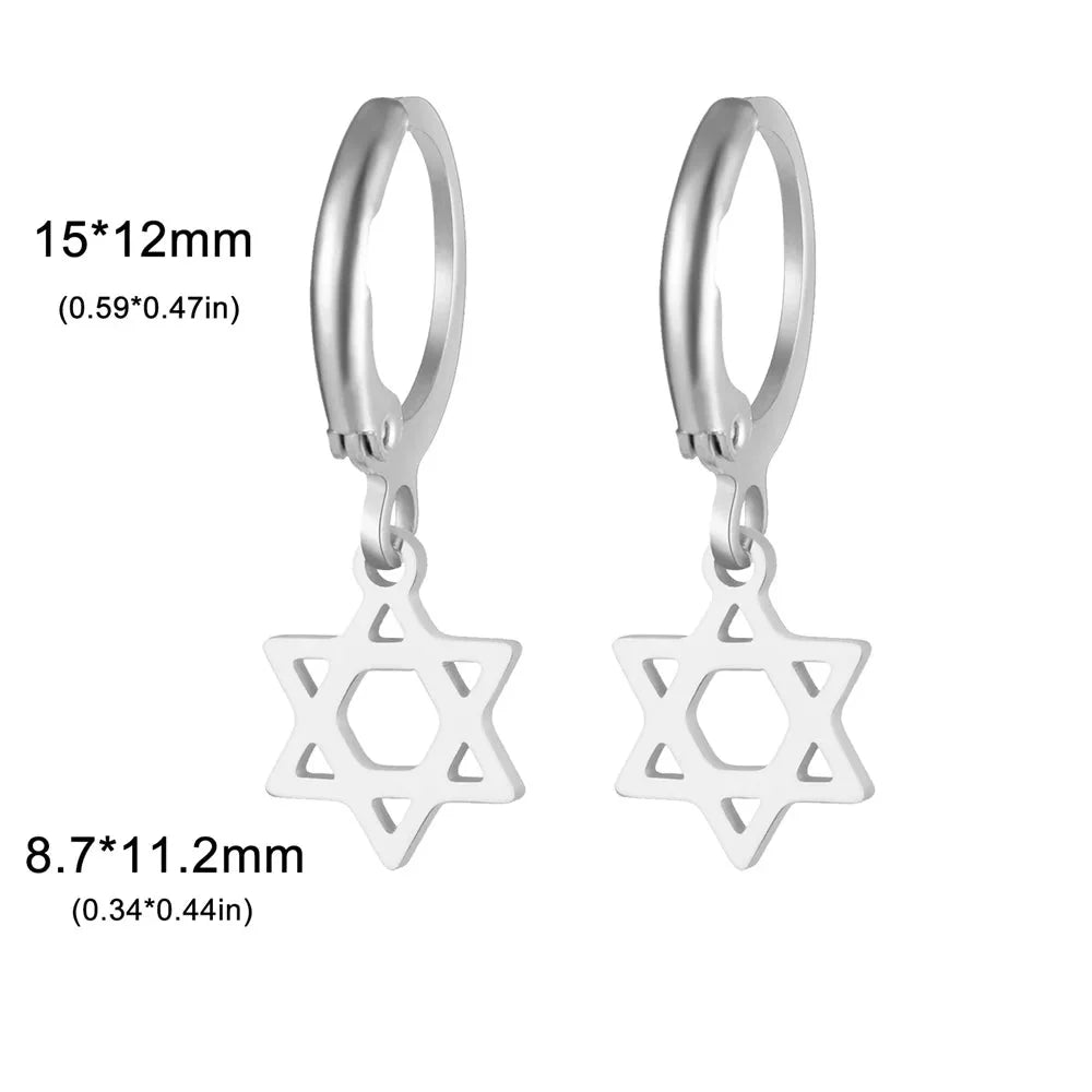 Dangling earrings for women with the symbolic Jewish Star of David in silver