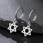 Dangling earrings for women with the symbolic Jewish Star of David in silver