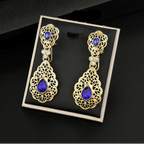 Boucles d'oreilles pendantes pour femme arabe mariage bleu