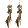 Orecchini Pendenti Stile Boho Piuma 