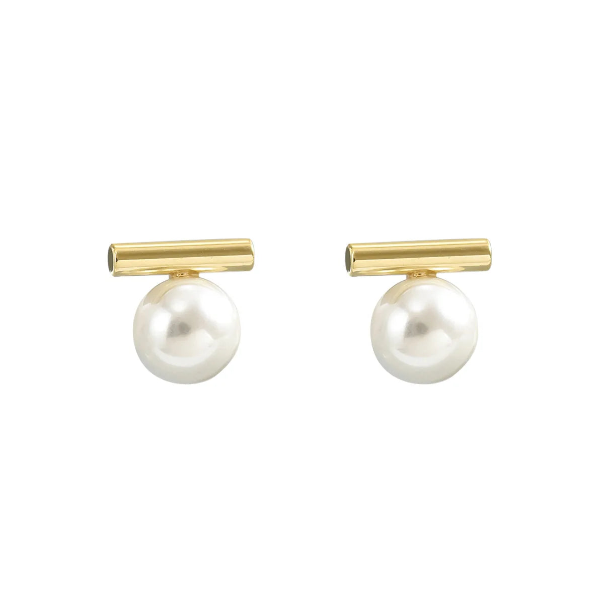 Orecchini con perla e barra geometrica
