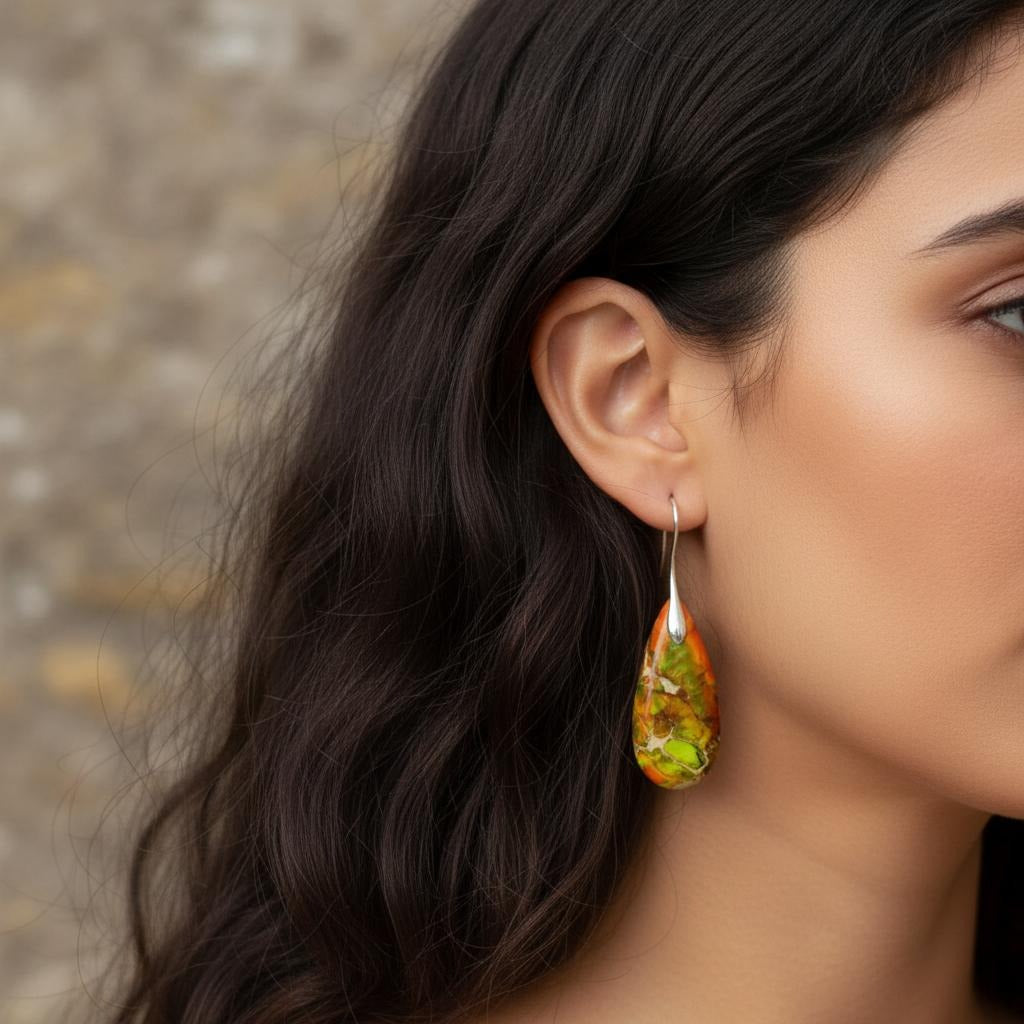Boucles d'Oreilles Pierre Naturelle