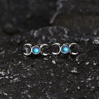 Boucles d'Oreilles Triple Lune Clous Sorcellerie Wiccan Femme