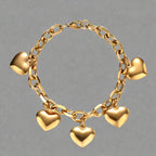 Bracelet 5 Coeurs Gourmette Femme or