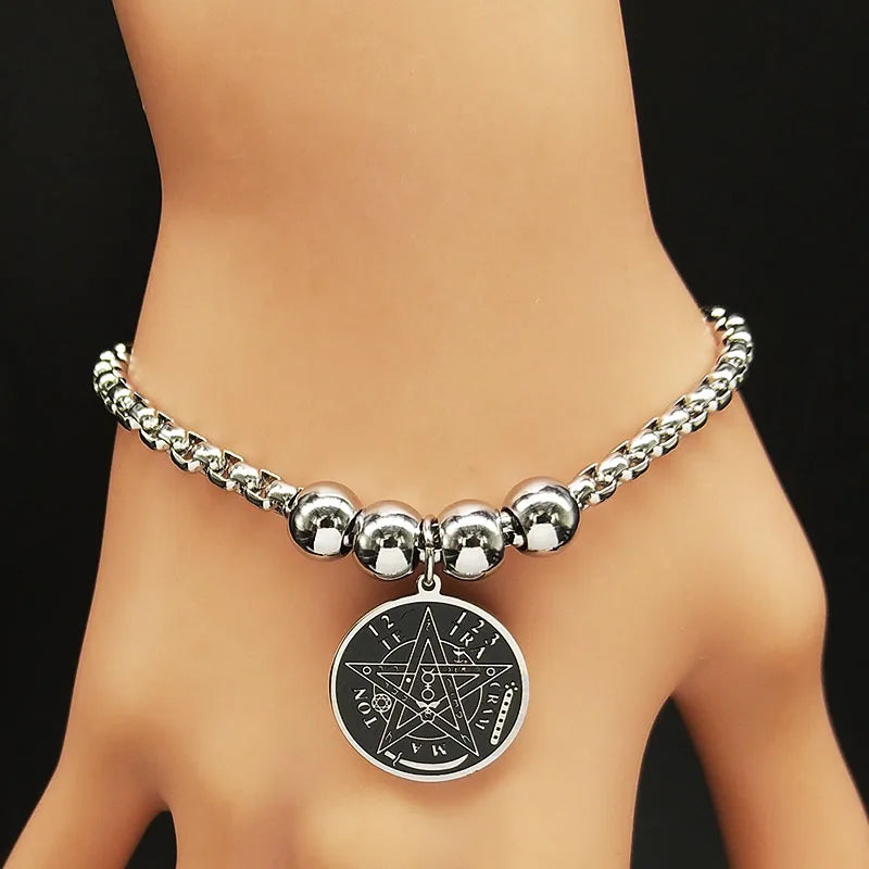 Narukvica od čelika Pentagram Vještičarenje Wiccan lančić