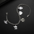 Verstellbares Armband mit jüdischen Schutzanhängern aus Silber