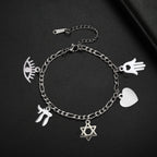 Verstellbares Armband mit jüdischen Schutzanhängern aus Silber