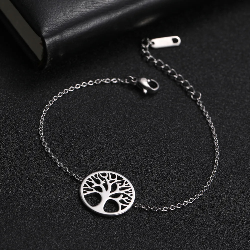 Women's Fine Silver Life Tree Chain Bracelet