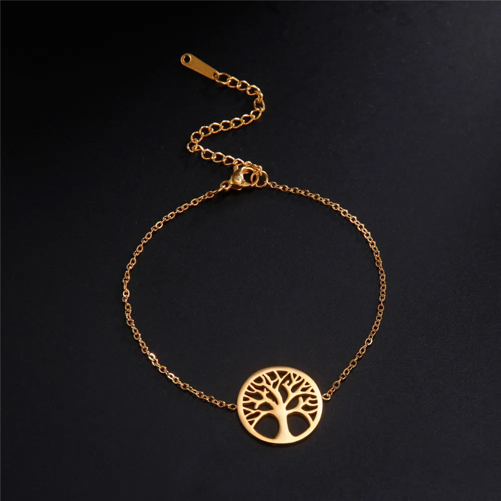 Women's Fine Gold Life Tree Chain Bracelet