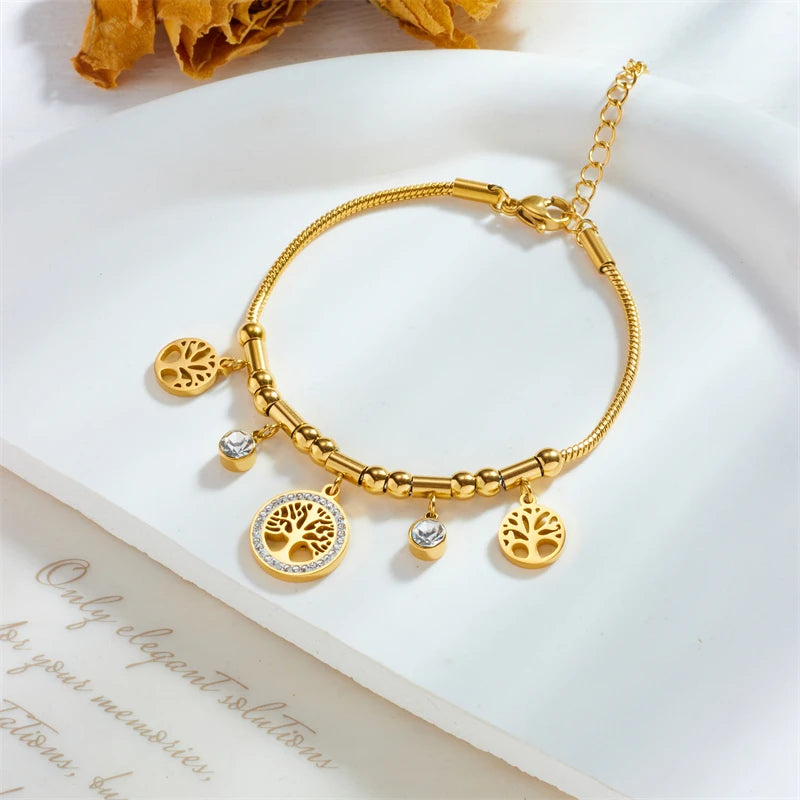 Bracelet arbre de vie orné de strass