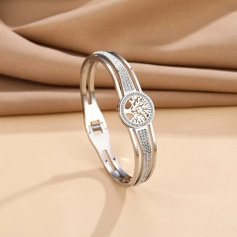 Bracelet avec Arbre de Vie et Cristal argent