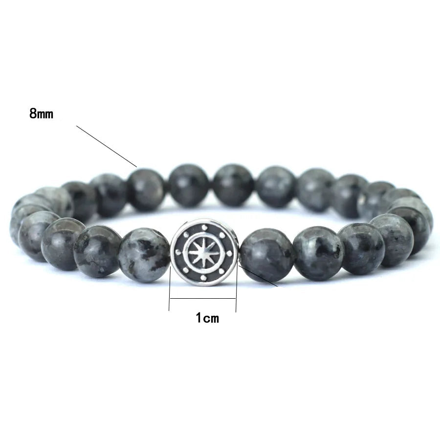 Bracelet avec Boussole Rose des Vents en Pierres Naturelles
